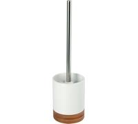 MSV Bad Série "Talinn" Brosse WC Brosse à WC Garniture de WC en céramique et bambou Blanc