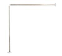 MSV, Barre tringle pour rideau de douche d'angle à fixer en Inox, support plafond & anneaux rideaux inclus, Adapté à tous les Rideaux, Montage Mural, 80x80cm Blanc
