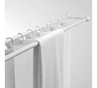 MSV Barre Tringle pour Rideau de Douche ou Baignoire Double Extensible à Fixer en Alu 125-225cm Blanc