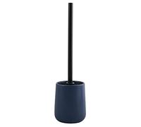 MSV - Brosse WC avec Support Céramique MAONIE - Poils Résistants à l'usure - Design Classique - 10,4 x 38,8 cm - À Poser - Bleu Foncé Mat - Accessoire Salle de Bain Élégant