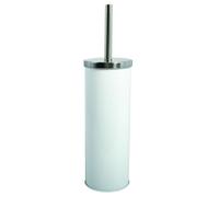 MSV - Brosse WC avec Support - INOX & Acier - pour Stockage Douche et Accessoires de Bain - Ø 10 x 40 cm - Blanc - Idéal pour Produits de Soins Personnels