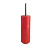 MSV - Brosse WC Porte-Balai Toilette Inagua - Ensemble WC à Poser en Polystyrène - Manche en Acier Inoxydable - Couleur Rouge - Tête de Brosse Échangeable