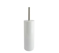 MSV - Brosse WC Porte-Balai Toilette Inagua - Ensemble WC à Poser en Polystyrène - Manche en Acier Inoxydable - Couleur Blanc - Tête de Brosse Échangeable