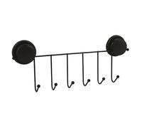 MSV - Crochets Mega Ventouse pour Accrocher et Organiser - Fixation Forte et Durable - 6 Crochets - Noir - Idéal Salle de Bain ou Cuisine - Patère 5 Crochets