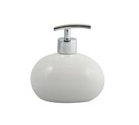 MSV - Distributeur de Savon Céramique Java - Design Élégant - Ø 8 x 18 cm - Capacité 300 ML - Blanc - Idéal pour Salle de Bain et Cuisine - Facile à Nettoyer