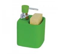 MSV Distributeur de savon &Porte Eponge Céramique MALAGA Vert