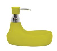 MSV - Distributeur de Savon & Porte Éponge Céramique Modèle Marbella - Vert Anis - Pratique pour Cuisine - Revêtement Soft Touch - Design Élégant et Fonctionnel