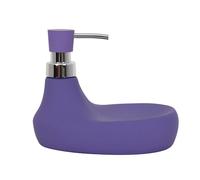 MSV - Distributeur de Savon & Porte Éponge Céramique Modèle Marbella - Violet - Pratique pour Cuisine - Revêtement Soft Touch - Design Élégant et Fonctionnel
