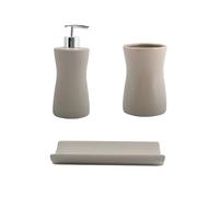 MSV ensemble 3 accessoires de salle de bain C?ramique PALMA Taupe