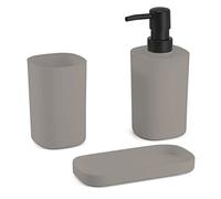 MSV ensemble 3 accessoires de salle de bain LONA Taupe