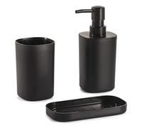 MSV - Ensemble de 3 Accessoires de Salle de Bain en Lona - Design Épuré et Pratique - Taille Standard - Couleur Noir - Idéal pour Décoration Moderne - Accessoire de Salle de Bain
