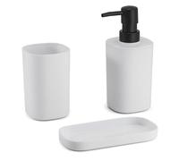 MSV - Ensemble de 3 Accessoires de Salle de Bain en Lona - Design Épuré et Pratique - Taille Standard - Couleur Blanc - Idéal pour Décoration Moderne - Accessoire de Salle de Bain
