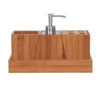 MSV Ensemble de 3 Accessoires de Salle de Bain KEA INOX & Bambou