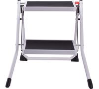 MSV Escabeau pliant Escabeau de ménage env. 49 x 49 x 45 cm, charge max. 150kg, 2 grandes marches en acier avec tapis antidérapant (noir)