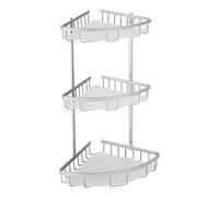 MSV - Étagère d'angle de Douche Teresina - 3 Niveaux - Aluminium Satiné - Fixation Murale - Rangement Pratique pour Salle de Bain - Résistant à l'Humidité