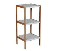 MSV Etagère Meuble de Rangement 3 Niveaux Bambou & MDF Blanc