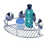 MSV - Etagère Panier d'angle de Douche à ventouses Chromé - Fixation Murale - Rangement Pratique pour Salle de Bain - Résistant à l'Humidité
