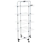 MSV - Étendoir Tour 4 Niveaux Large - Acier Blanc - Capacité Séchage 40M - Dimensions 69x69x170cm - Robuste et Polyvalent - pour Vêtements et Tapis - Optimisation de l'espace