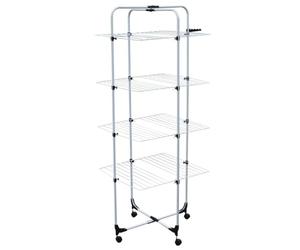 MSV - Étendoir Tour 4 Niveaux Large - Acier Blanc - Capacité Séchage 40M - Dimensions 69x69x170cm - Robuste et Polyvalent - pour Vêtements et Tapis - Optimisation de l'espace