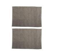 MSV - Lot de 2 Tapis de Bain Microfibre Chenille - Poils Longs Anti-dérapant - Lavable en Machine - Boucle d'Accrochage Pratique - Confort et Hygiène Optimisés - Beige - 40x60 cm