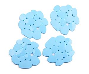 MSV Lot de 4 Tapis antiderapants de Douche ou Baignoire PVC Galets 12x13cm Bleu Ciel
