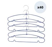MSV - Lot de 40 Cintres en Acier Plastifié - Grande Solidité, Design antiglisse - Côtés Courbés, Ne se Déforment Pas - Tous Types de Vêtements - 40 cm - Violet