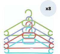 MSV - Lot de 8 Cintres Plastique pour Enfants - Grande Solidité, Ne se Déforment Pas - pour Tous Types de Vêtements - 34 cm - Bleu, Orange, Vert et Violet