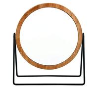 MSV Miroir Rond Grossissant SATCHI Acier Noir Mat & Bois