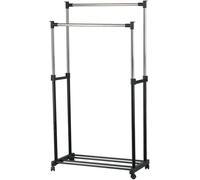 MSV - Portant à Roulettes Double - Acier Inoxydable - Structure Métal et Plastique - Dimensions 83 x 32 x 95 cm - Noir - Rangement Supplémentaire Pratique