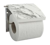 MSV - Porte-Rouleau Papier WC Mural, Modèle Toscana, Porte Papier Toilette, dérouleur de Papier hygiénique, Pratique et Design pour des WC organisé et Tendance, 13x15x11,5cm, Marbre Blanc