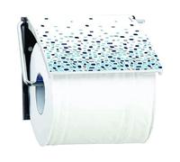 MSV - Porte Rouleau Papier WC Mural - PS & Acier Chromé - Modèle Paris - Dimensions 13 x 15 x 11,5 cm - Couleur Bleu - Design Élégant et Pratique pour Salle de Bain