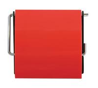 MSV - Porte Rouleau Papier WC Mural - PS & Acier Chromé - pour Stockage Douche et Accessoires de Bain - Rouge - Idéal pour Produits de Soins Personnels