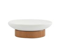 MSV Porte Savon Céramique & Bambou Tallinn Blanc & Marron