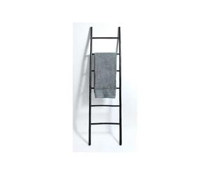 MSV - Porte Serviettes Échelle 6 Niveaux Tilda - Bambou Noir - 50 x 190 cm - Design Élégant - Installation Facile - Résistant à l'Humidité - Support Salle de Bain