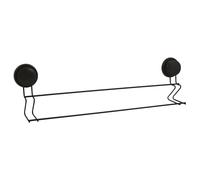 MSV - Porte-Serviettes Mega Ventouse - Double Barre - Plastique - Ø25 mm - Noir - Fixation Murale sans Perçage - Idéal pour Salle de Bain et Cuisine