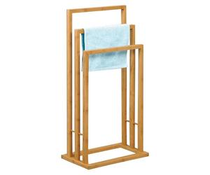 MSV Porte-serviettes Porte-serviettes avec 3 barres porte-serviettes en bambou Dimensions : environ 84 x 42 x 24cm