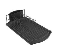MSV - Porte-Vaisselle et Ustensiles en Acier Noir Mat - Égouttoir avec Plateau Récupérateur d’Eau - Style Scandinave Minimaliste pour Cuisine - Finition Haute Résistance
