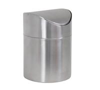 MSV - Poubelle à Bascule de Table ou Cosmétique - 1,5L - INOX - Design Compact - Couvercle Basculant - Idéale Pour Cuisine, Bureau, Salle de Bain, Voiture, Camping - Moderne et Pratique