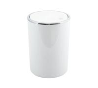 MSV - Poubelle à Bascule PP - Modèle Kamaka - Couvercle basculant Amovible - Design Moderne idéal pour Les Toilettes - Salle de Bain - Bureau - Ronde - 6L - Blanc