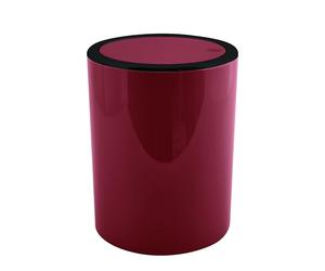 MSV - Poubelle AS Kamaka 6L Berry - Bordeaux avec Bord Noir - 24.2 x 19 x 19 cm - Design Compact pour Cuisine et Salle de Bain - Couvercle Pratique - Usage Intérieur