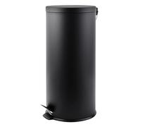 MSV - Poubelle Cosmétique Salle de Bain - Acier Inoxydable avec Seau Amovible - Mécanisme à Pédale - Compacte et Pratique - Noir - 30L - Résistante à l'Humidité
