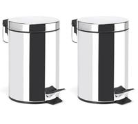 MSV - Poubelle Cosmétique Salle de Bain - Acier Inoxydable avec Seau Intérieur Amovible - Poubelle à Pédale Élégante - Compacte et Pratique - Miroir - 3L (Lot de 2)