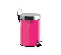 MSV - Poubelle Cosmétique Salle de Bain - Acier Inoxydable avec Seau Intérieur Amovible - Poubelle à Pédale Élégante - Compacte et Pratique - Fuchsia - 3L