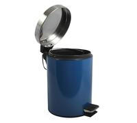MSV - Poubelle Cosmétique Salle de Bain - Acier Inoxydable avec Seau Intérieur Amovible - Poubelle à Pédale Élégante - Compacte et Pratique - Bleu - 3L