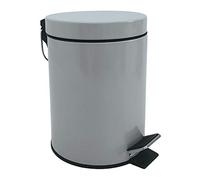 MSV - Poubelle Cosmétique Salle de Bain - Acier Inoxydable avec Seau Intérieur Amovible - Poubelle à Pédale Élégante - Compacte et Pratique - Gris clair - 3L
