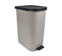 MSV - Poubelle Ovale Harper - Polypropylène 100% Recy apacité 35L - Design Élégant et Pratique - Ø 30 x 65 cm - Couleur Taupe - Idéale pour Cuisine ou Salle de Bain