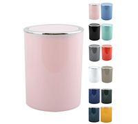 MSV Salle de bains Série "ASPEN" Poubelle de toilette design Poubelle à pédale Poubelle à couvercle basculant 6 litres (ØxH) : env. 18,5 x 26 cm rose pastel