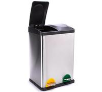 MSV Poubelle Système de tri des déchets 40 L (2x20 litres) avec seau intérieur grandes poubelles Poubelle à pédale inox