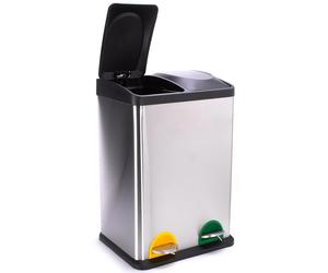 MSV Poubelle Système de tri des déchets 40 L (2x20 litres) avec seau intérieur grandes poubelles Poubelle à pédale inox