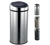 MSV - Poubelle Touch de Cuisine - INOX - Capacité 30L - Système d'Ouverture Silencieux - Ø 29 x 64 cm - Finition Anti-Traces - Idéale pour Cuisine Moderne